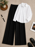 White Button-Down Shirt with Black Formal Pants