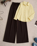 Butter Yellow Button Down Shirt & Brown Flapper Trouser
