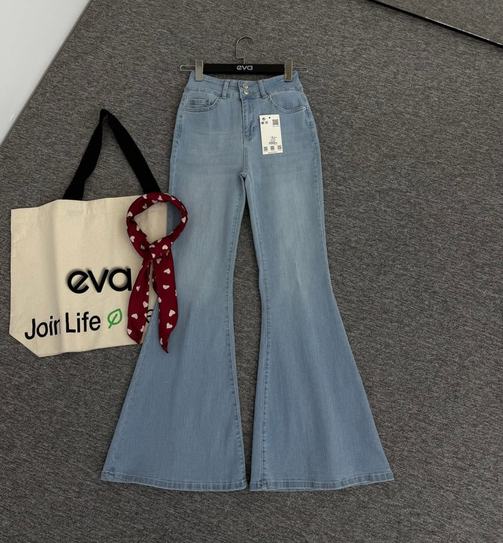 Ice Blue Bell Bottoms Jeans