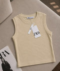 Beige Rib Knit Tank Top