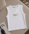 White Rib Knit Tank Top