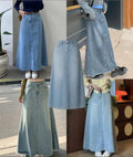 Sky Blue Denim Maxi Skirt