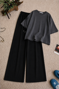Grey Oversized Tee With Black Flapper Trouser