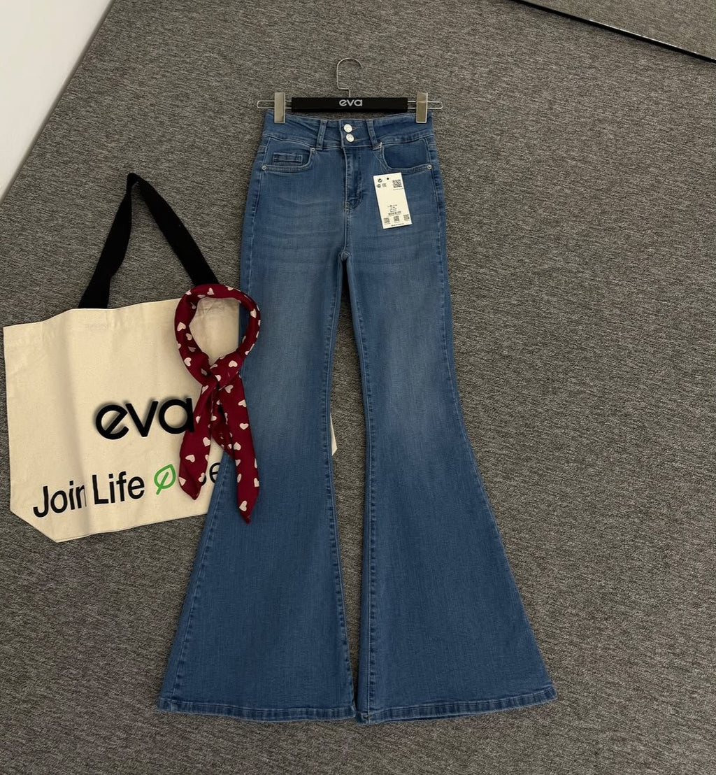 Mid Blue Bell Bottoms Jeans
