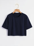 Navy Blue Cropped Tee