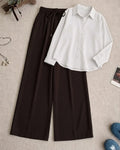 White Button Down Shirt & Brown Flapper Trouser