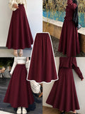 Maroon Summer Flowy Maxi Skirt