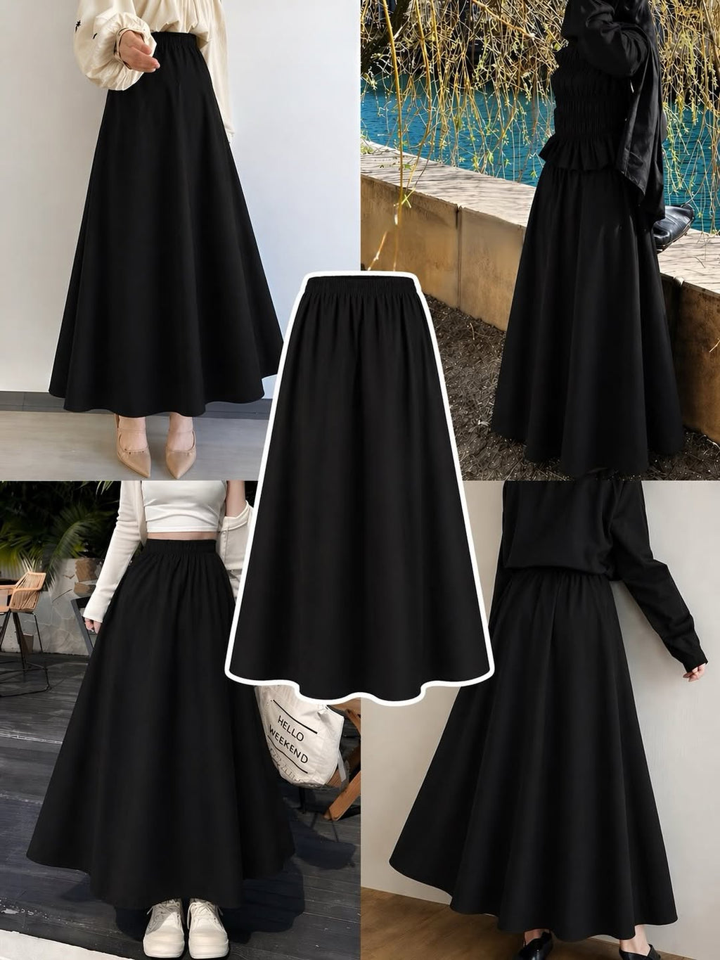 Black Summer Flowy Maxi Skirt