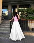 Baby Pink Cropped Tee & White Summer Flowy Maxi Skirt