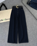 Navy Blue Wide Leg Jeans
