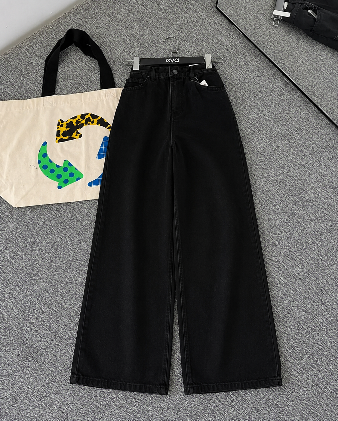 Navy Blue Wide Leg Jeans