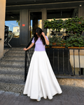 Lilac Cropped Tee & White Summer Flowy Maxi Skirt
