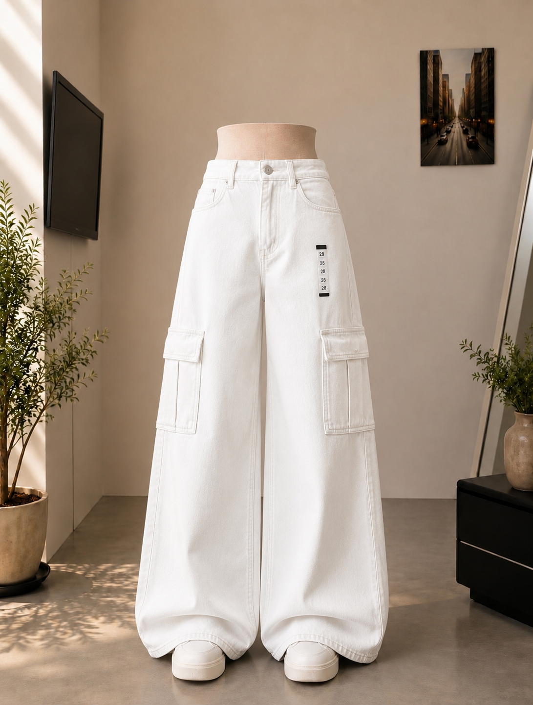 White Cargo Jeans