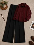 Burgundy Button-Down Shirt with Black Formal Pants